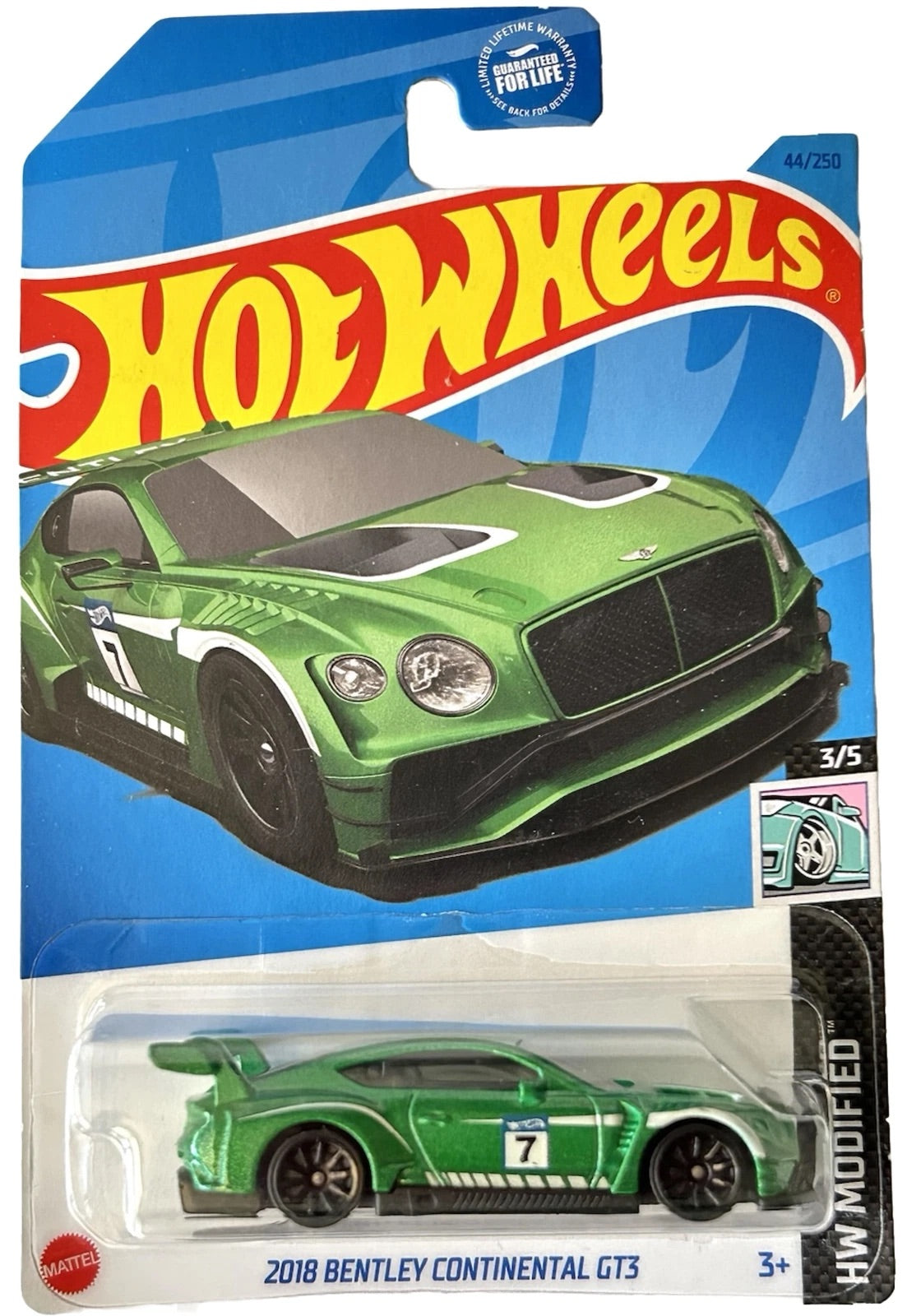 Hot Wheels 2018 Bentley Continental GT3 green HW Modified 1:64 die-cast on card