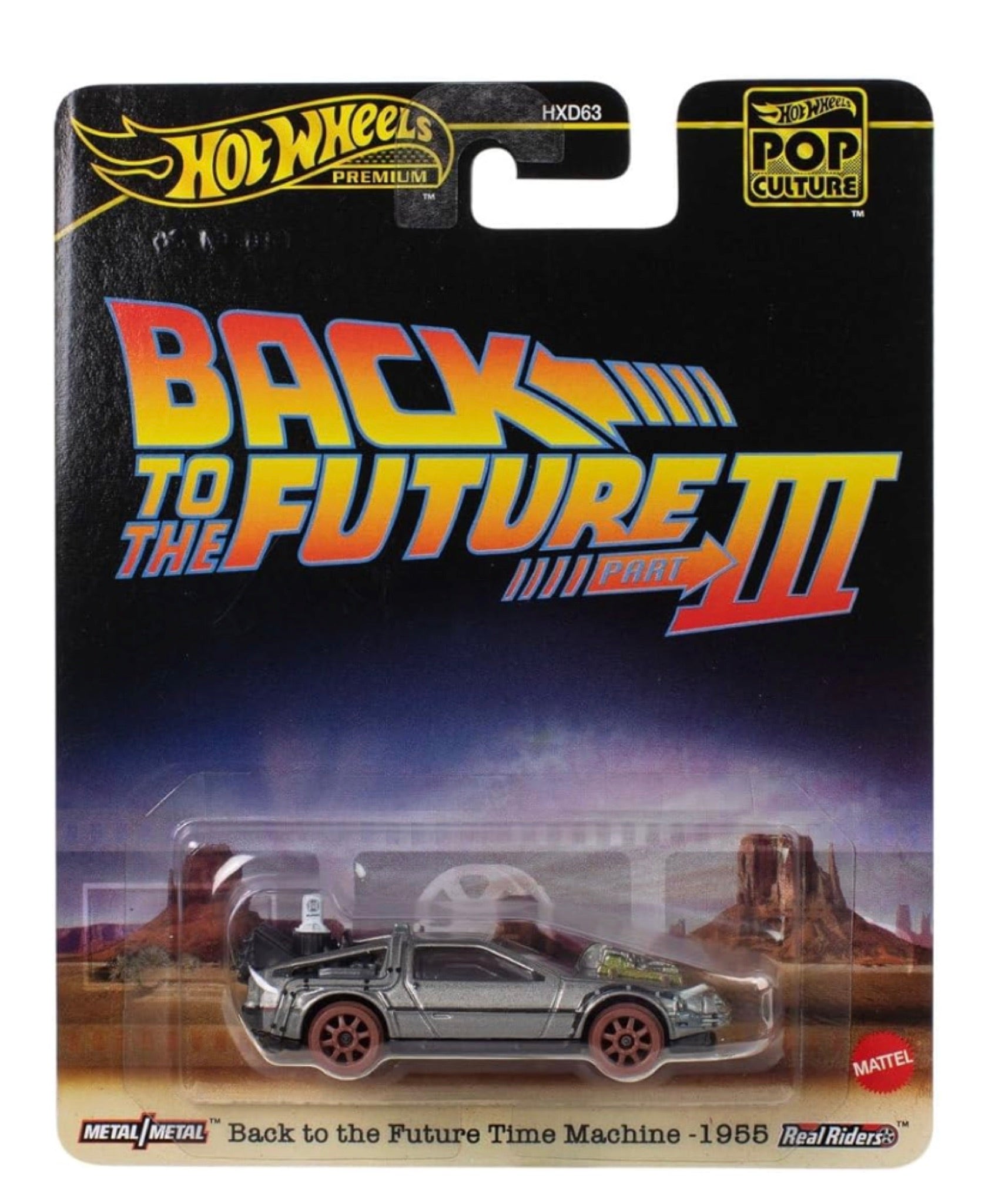 Hot Wheels Premium Pop Culture Back to the Future Part III DeLorean Time Machine 1:64 on card