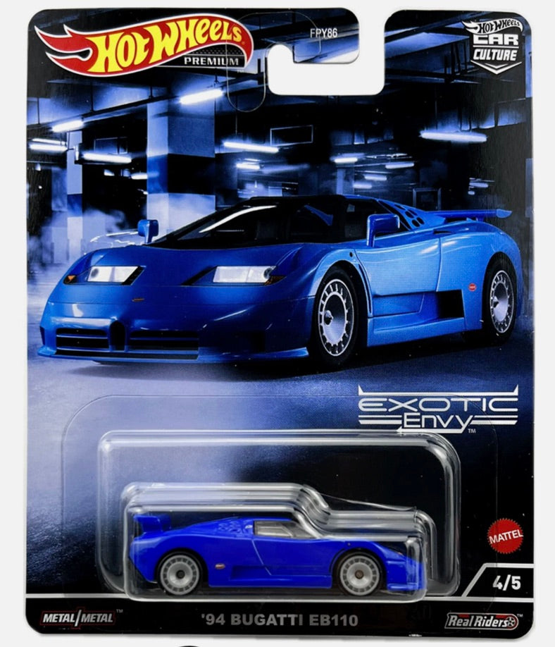 Hot Wheels Premium Car Culture Exotic Envy '94 Bugatti EB110 blue 1:64 die-cast on card