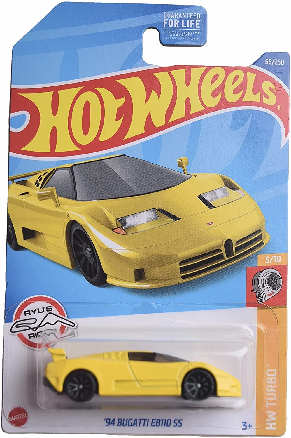 Hot Wheels '94 Bugatti EB110 SS yellow HW Turbo 1:64 die-cast on card