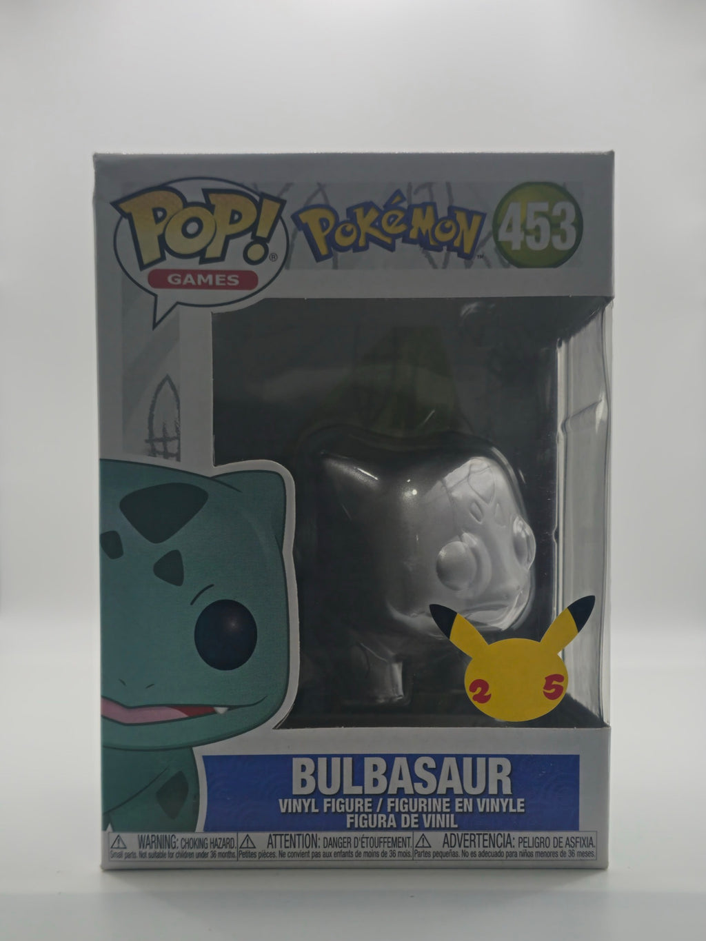 Funko Pop Bulbasaur #453 Silver 25th Anniversary - front of box
