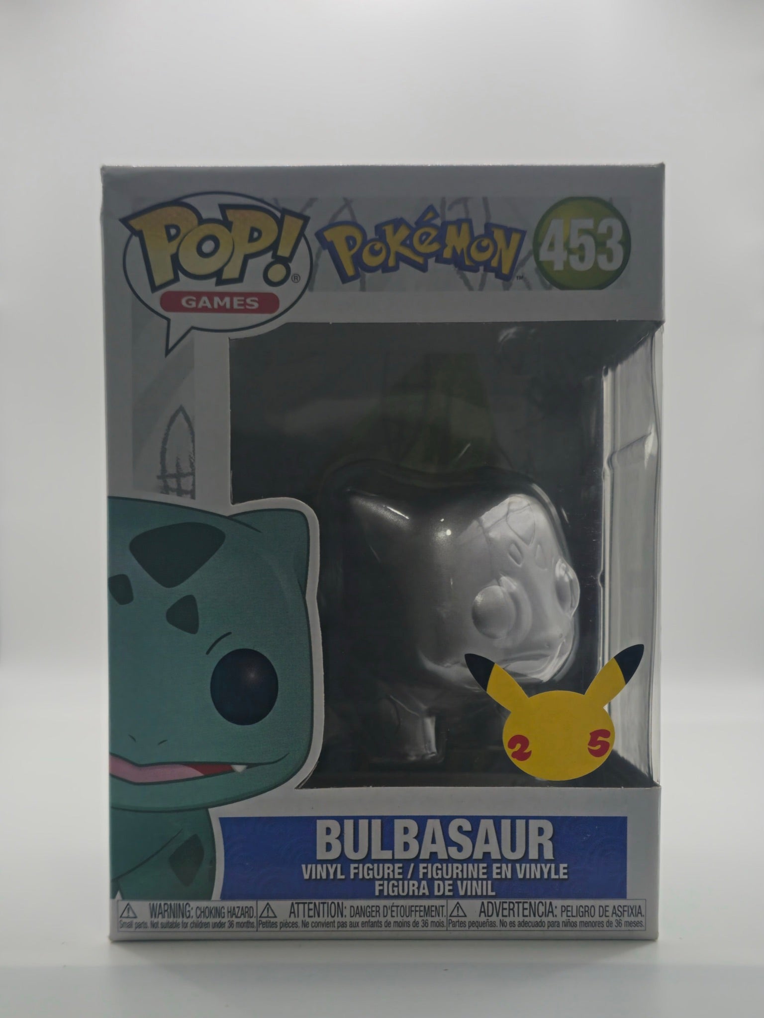 Funko Pop Bulbasaur #453 Silver 25th Anniversary - front of box
