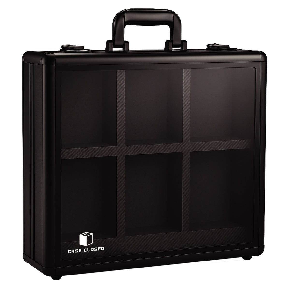 Caseclosed+ hard protector case - black carbon-fibre briefcase display case with six compartments