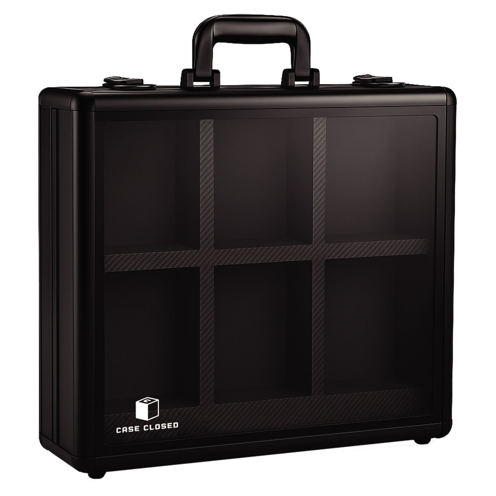 Caseclosed+ hard protector case - black carbon-fibre briefcase display case with six compartments