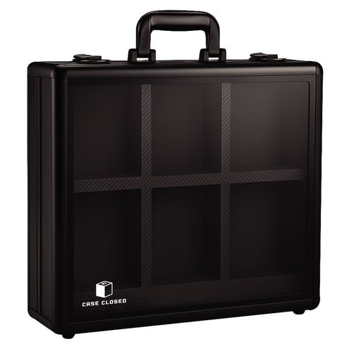 Caseclosed+ hard protector case - black carbon-fibre briefcase display case with six compartments