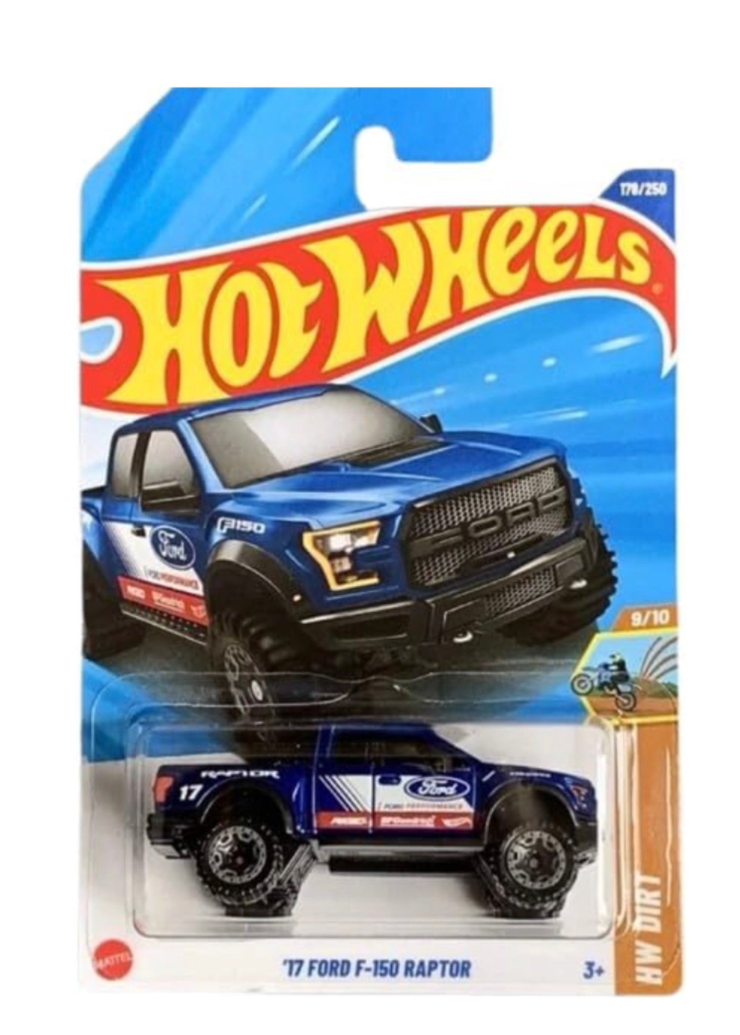 Hot Wheels '17 Ford F-150 Raptor HW Dirt blue 1:64 die-cast on card