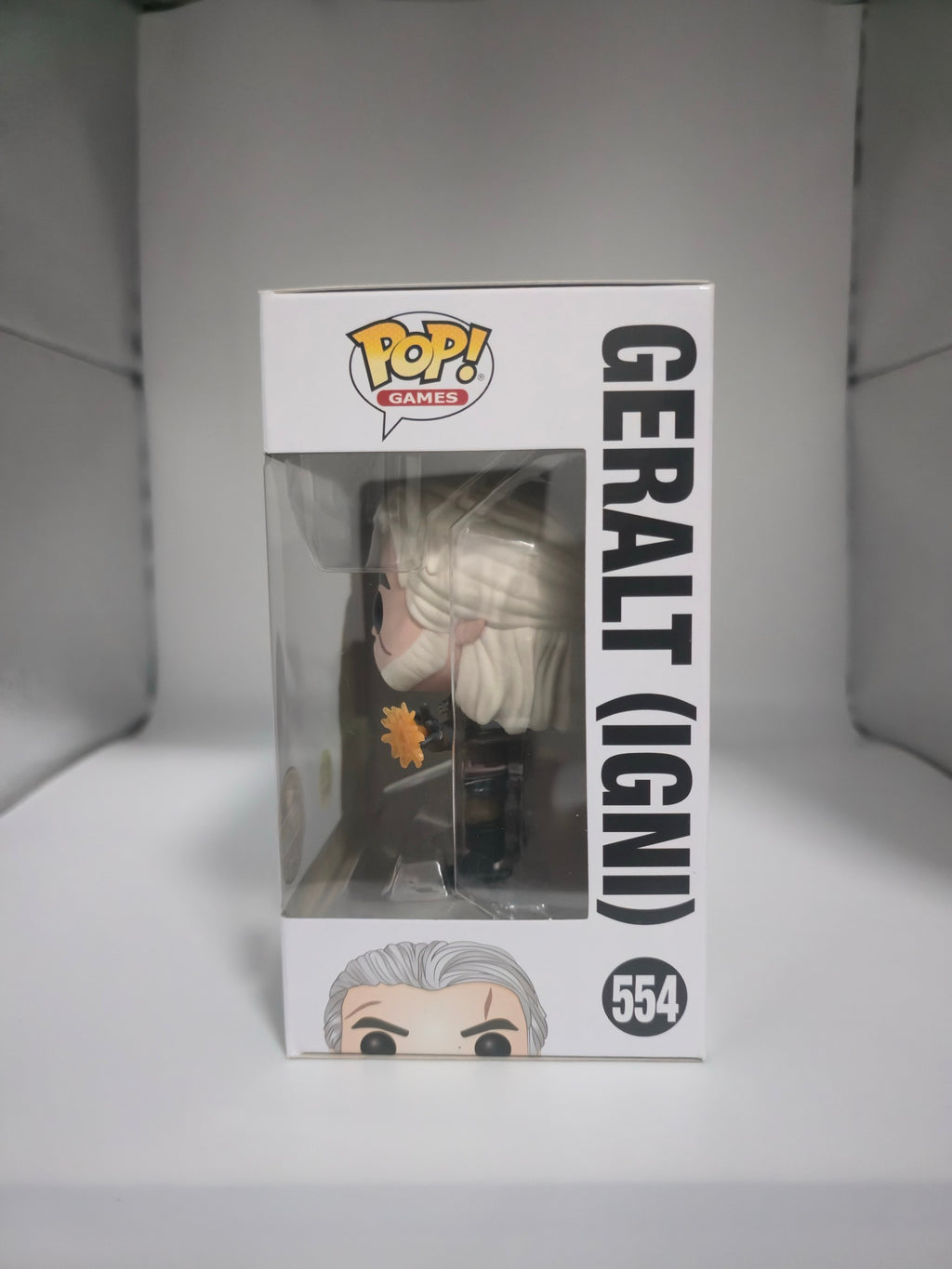 Geralt (Igni) Funko Pop #554 side of box