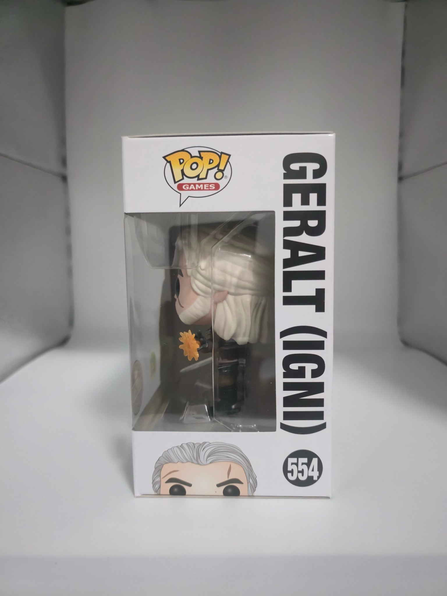 Geralt (Igni) Funko Pop #554 side of box