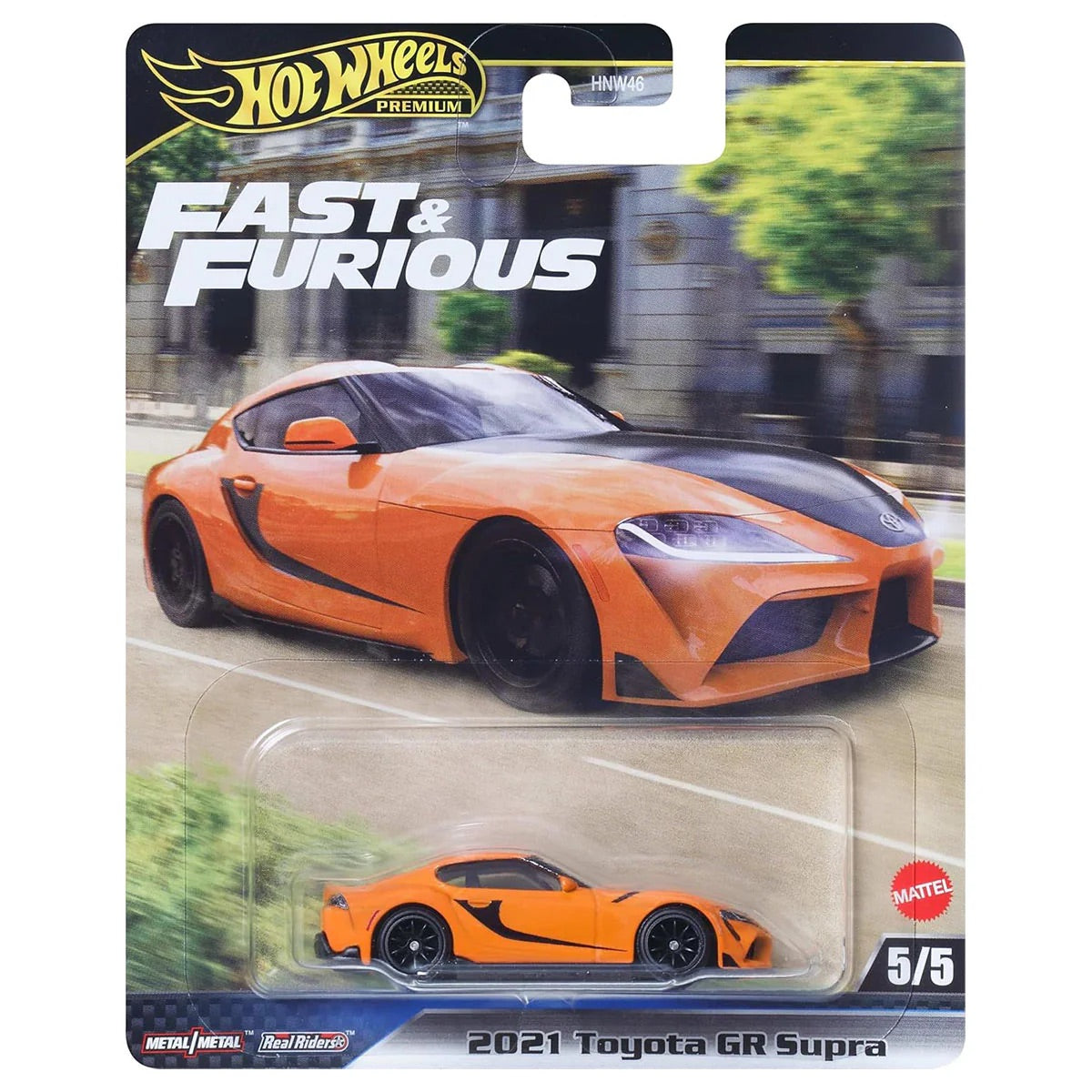 Hot Wheels Premium Fast & Furious 2021 Toyota GR Supra orange 1:64 die-cast on card