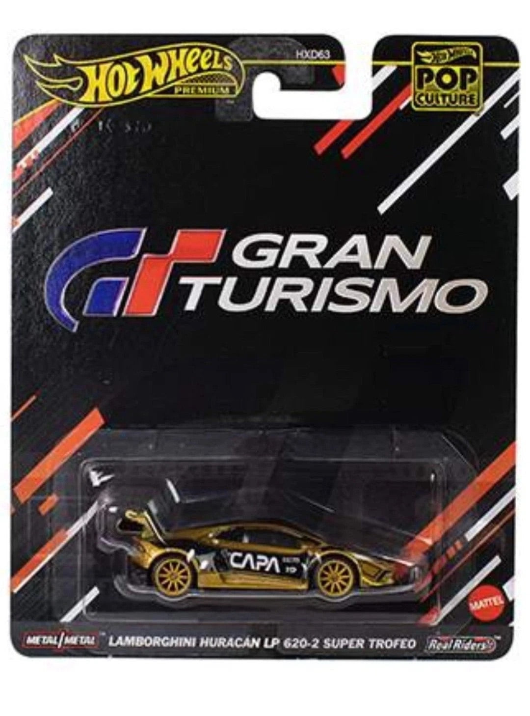 Hot Wheels Premium Pop Culture Gran Turismo Lamborghini Huracan Super Trofeo gold 1:64 on card