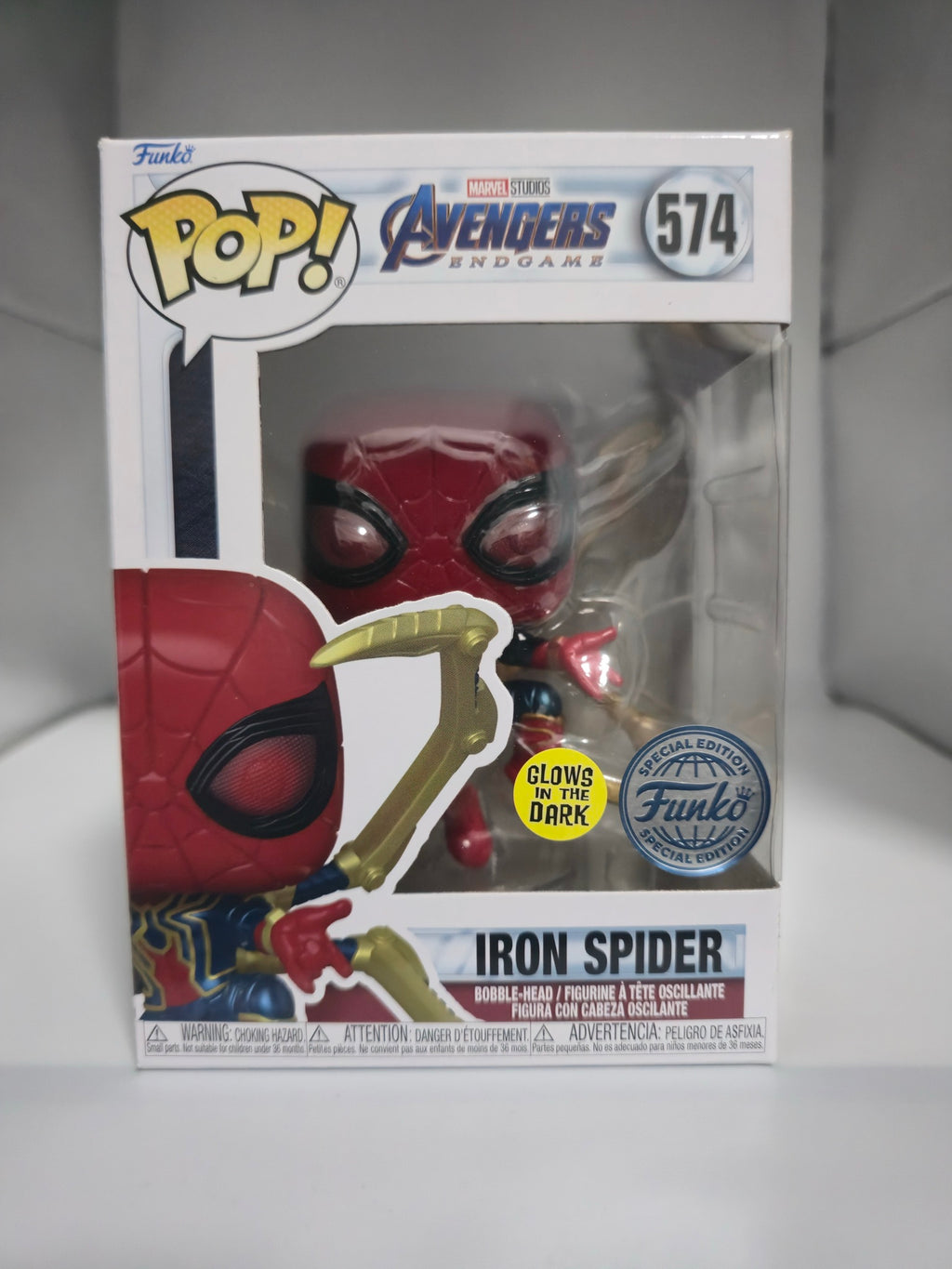 Iron Spider Funko Pop #574 front of box