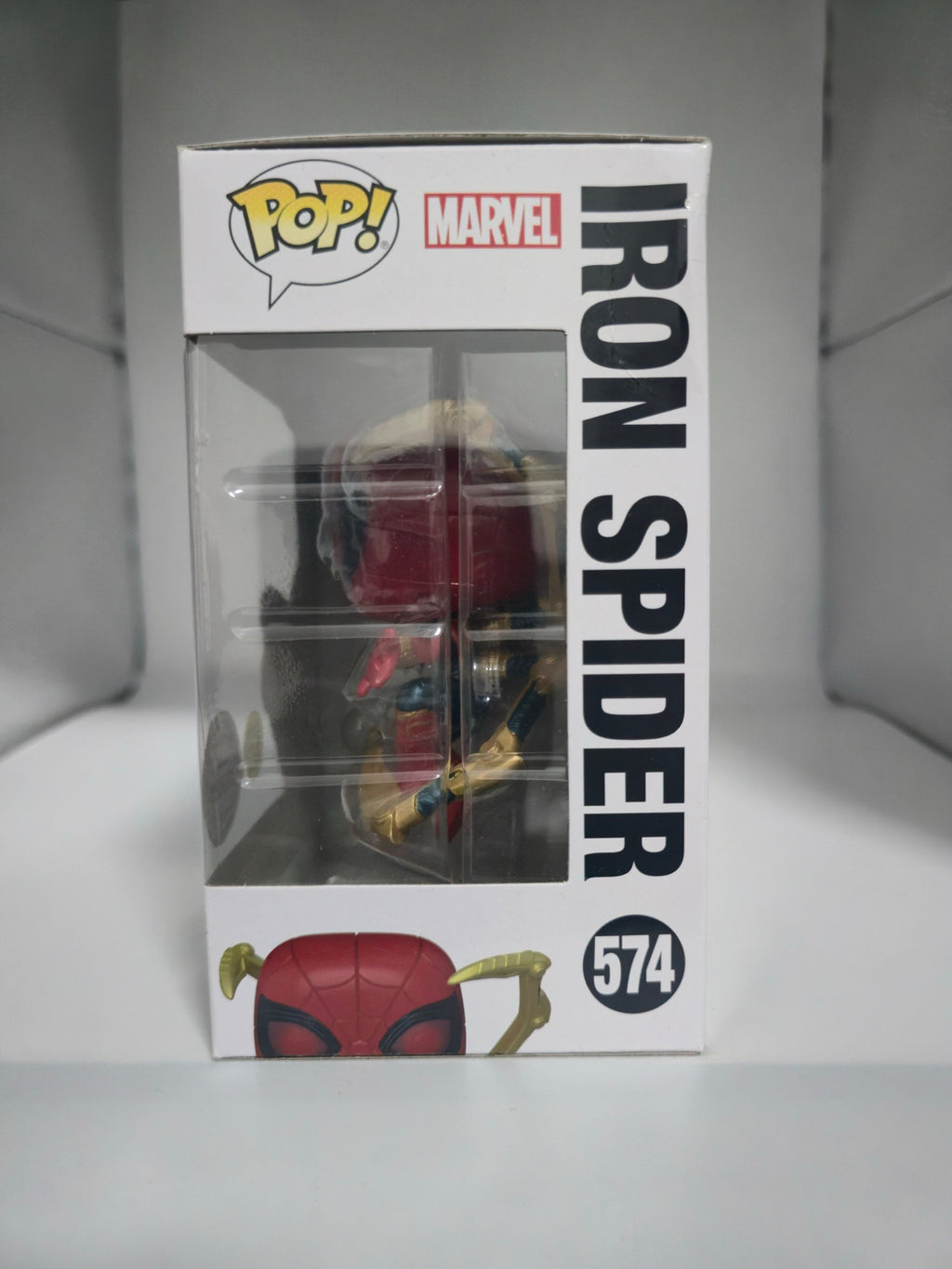 Iron Spider Funko Pop #574 side of box