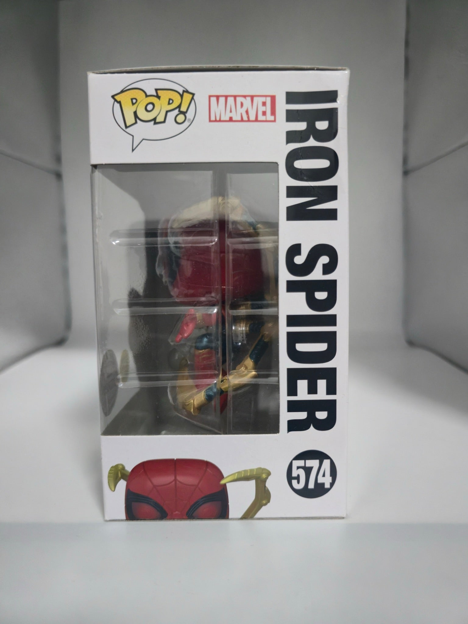 Iron Spider Funko Pop #574 side of box
