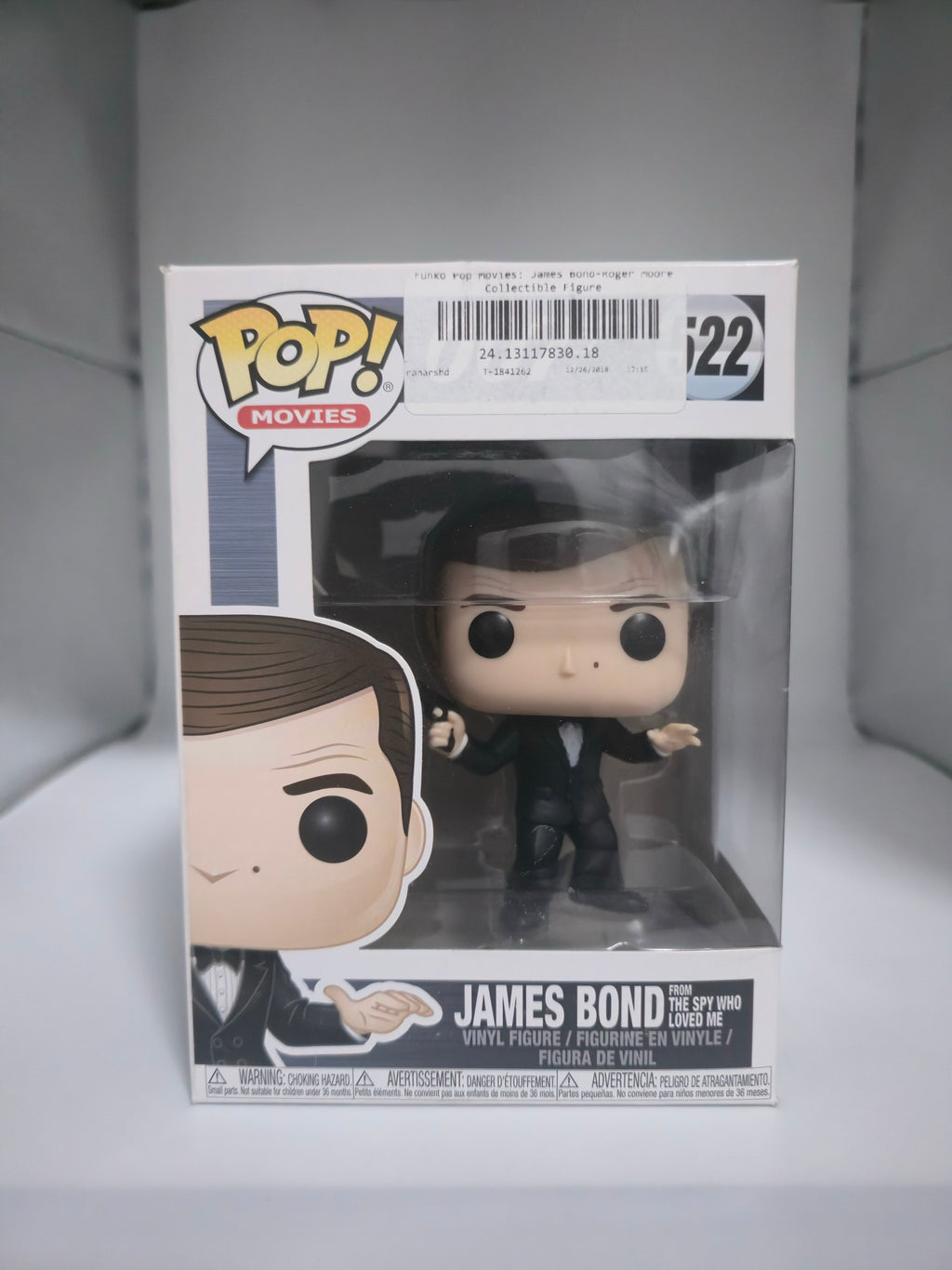 James Bond from The Spy Who Loved Me Funko Pop #522 front of box