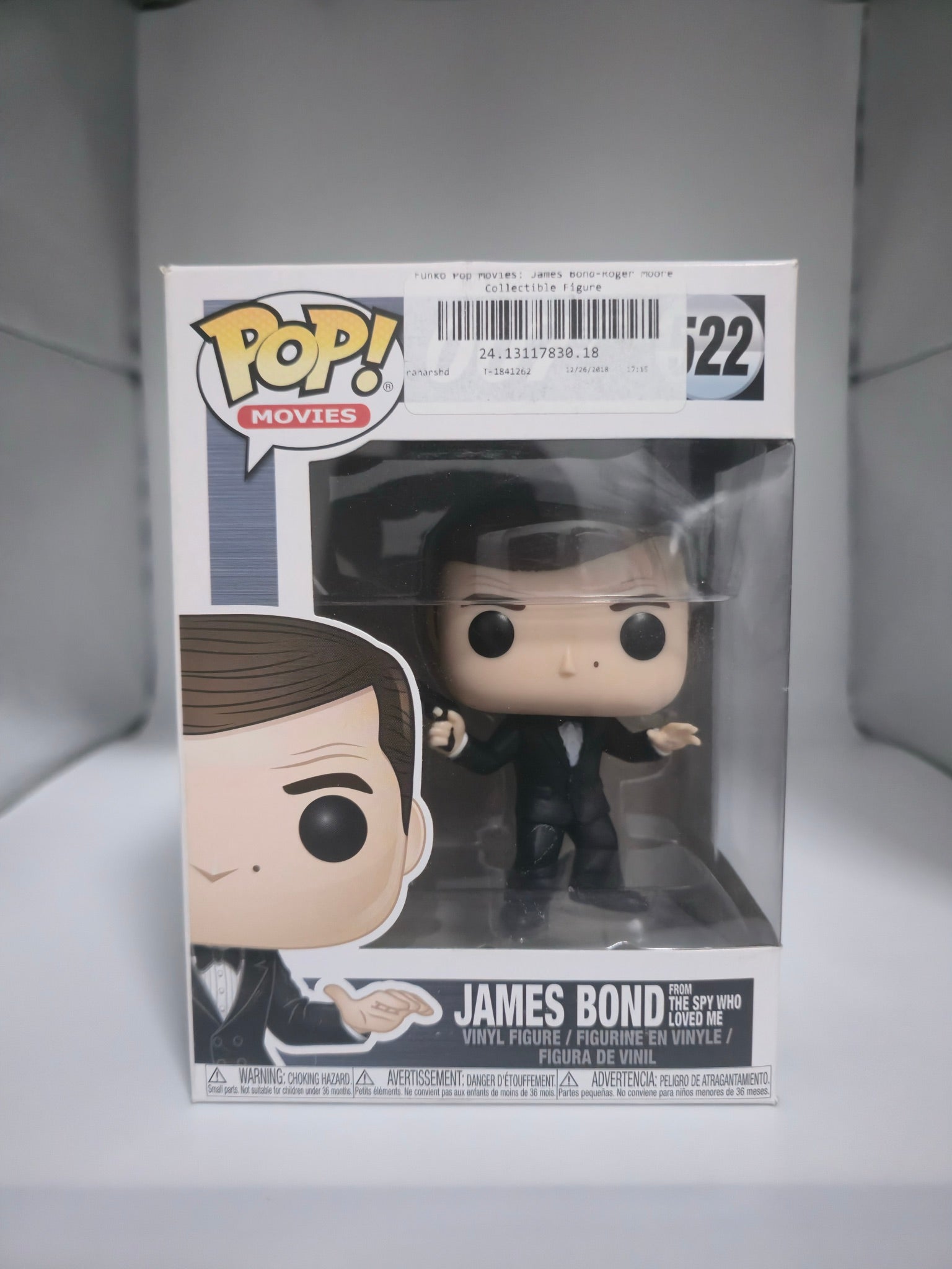 James Bond from The Spy Who Loved Me Funko Pop #522 front of box