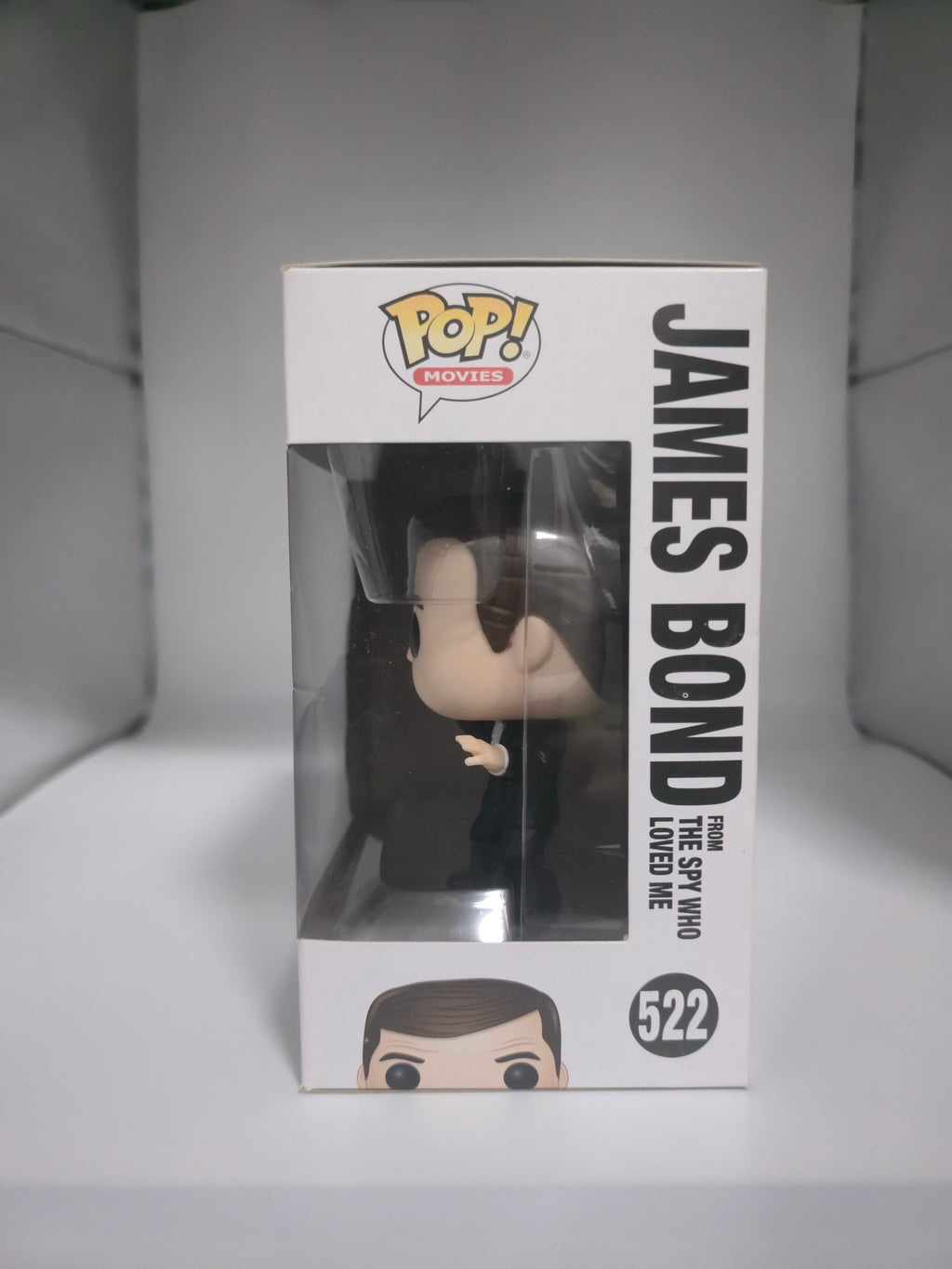 James Bond from The Spy Who Loved Me Funko Pop #522 side of box