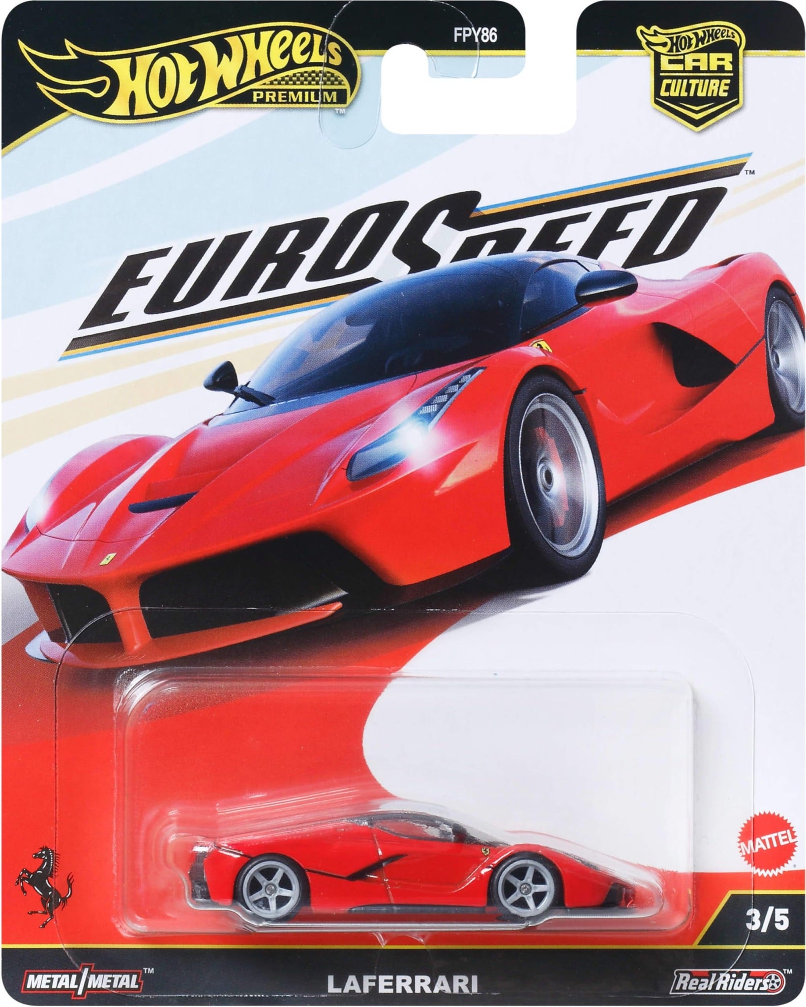 Hot Wheels Premium Car Culture Euro Speed LaFerrari 1:64 die-cast, red, on blister card