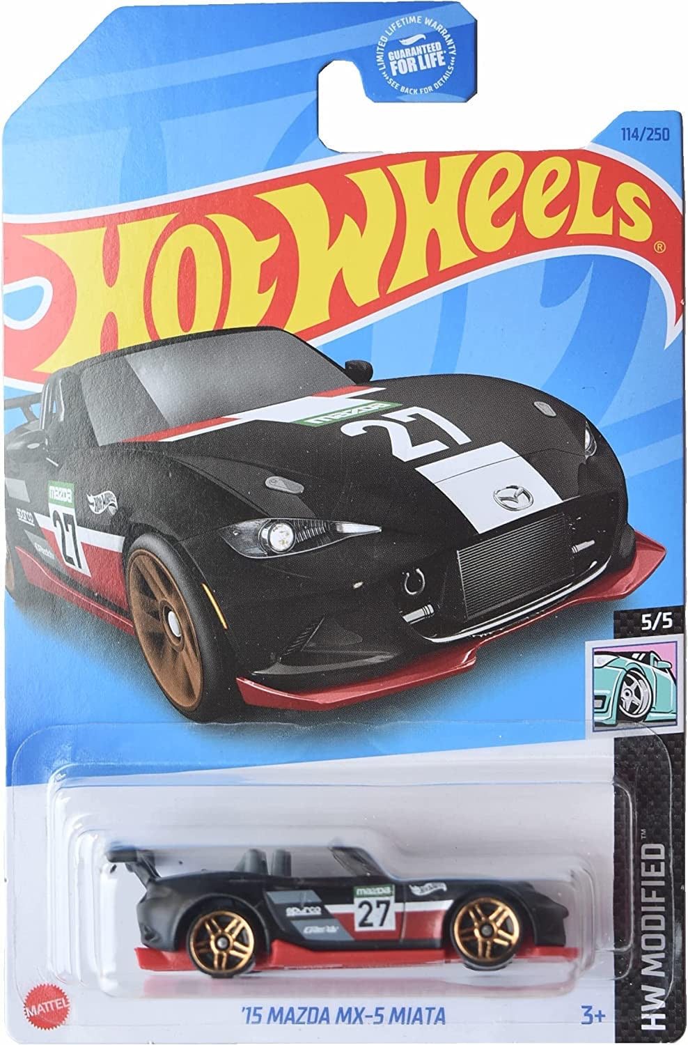 Hot Wheels '15 Mazda MX-5 Miata black HW Modified 1:64 die-cast on card
