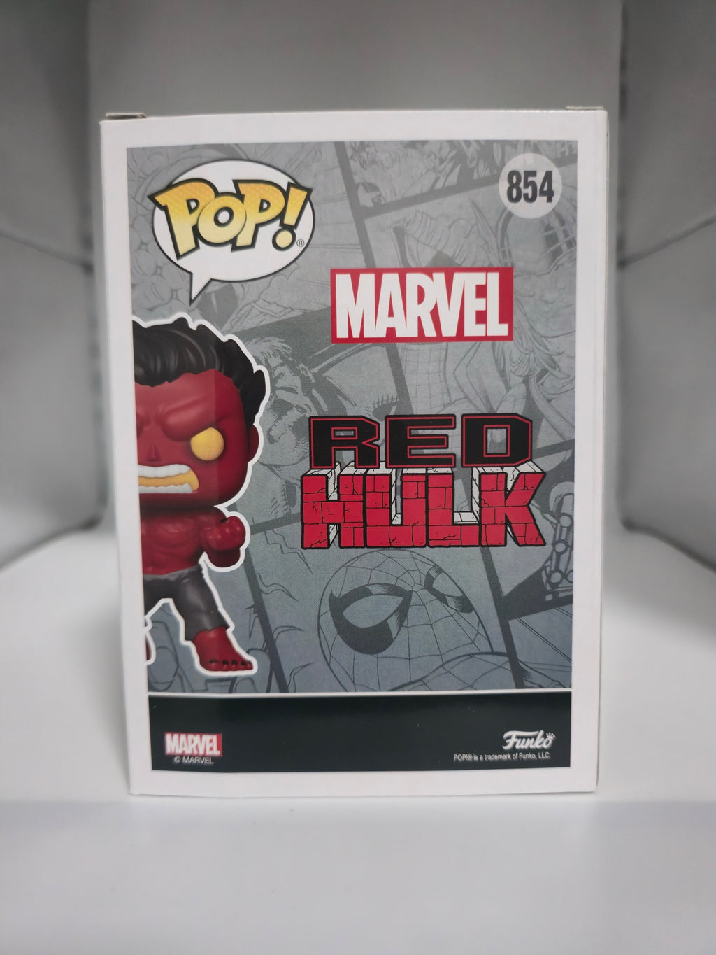 Red Hulk Funko Pop #854 back of box