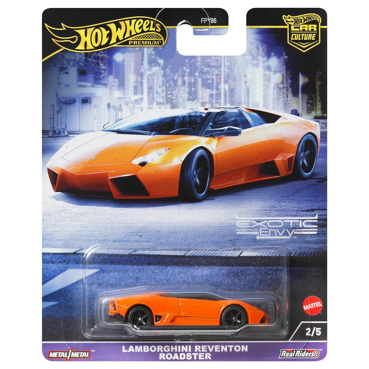 Hot Wheels Premium Car Culture Exotic Envy Lamborghini Reventon Roadster orange 1:64 on card