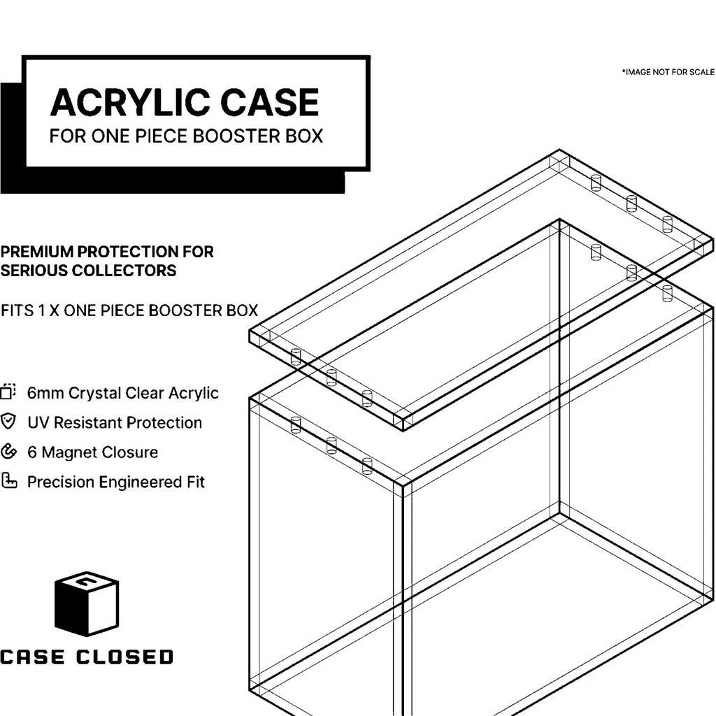 Acrylic case for the One Piece booster box - 6mm crystal clear acrylic, UV resistant, 6 magnet closure
