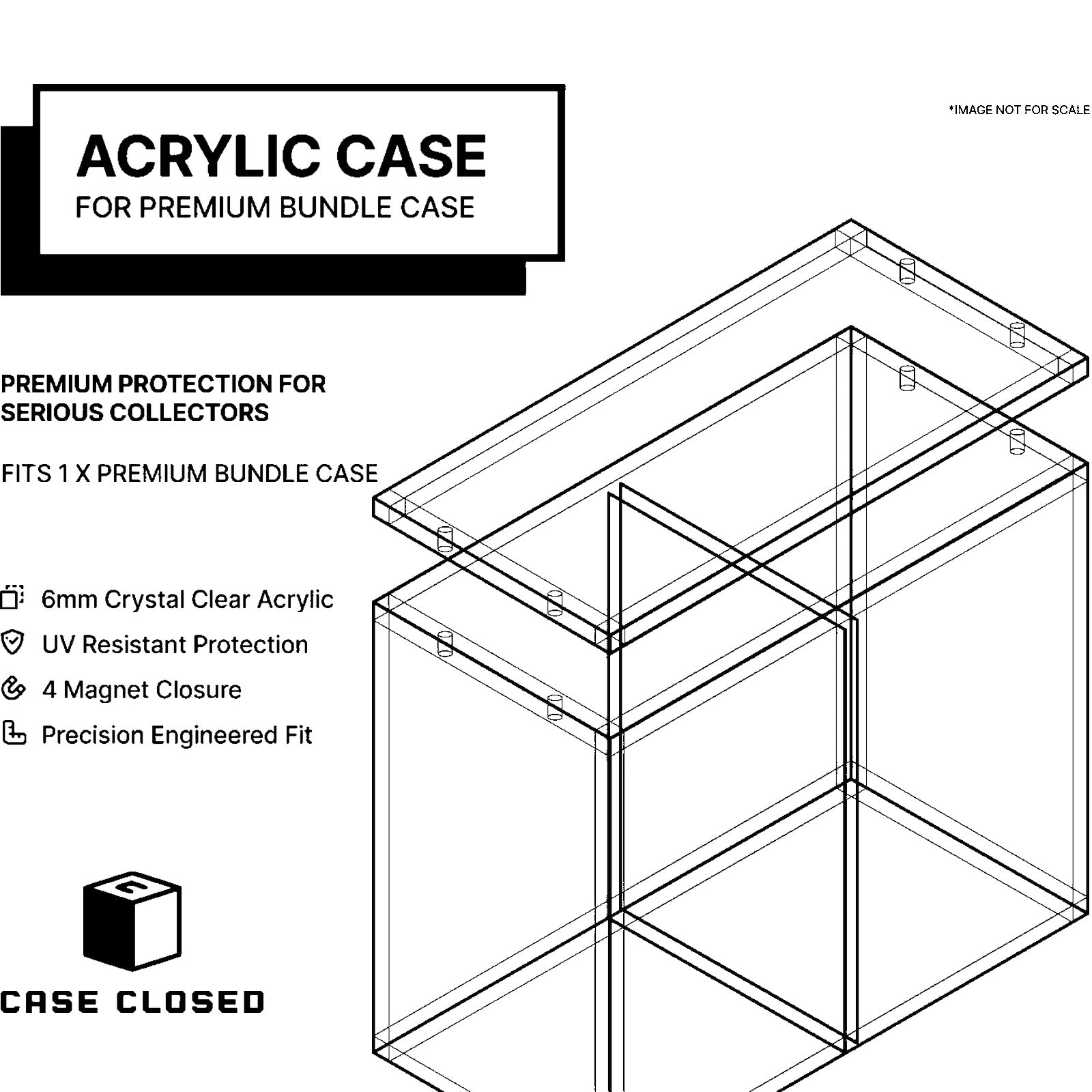 Acrylic case for the premium bundle - 6mm crystal clear acrylic, UV resistant, 4 magnet closure