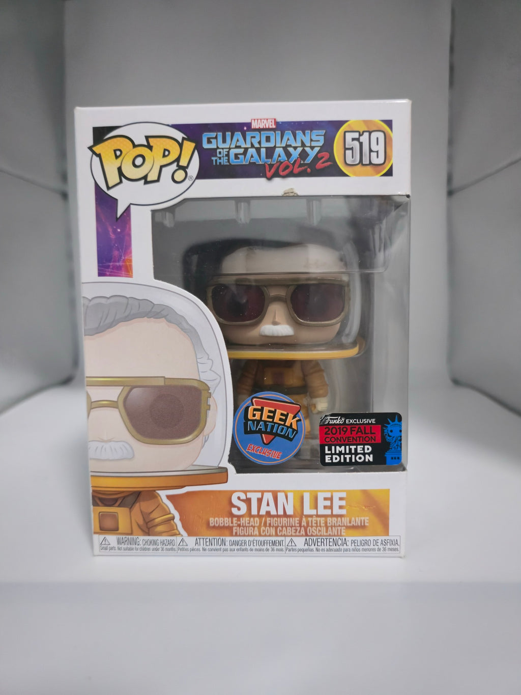 Stan Lee Astronaut Funko Pop #519 front of box