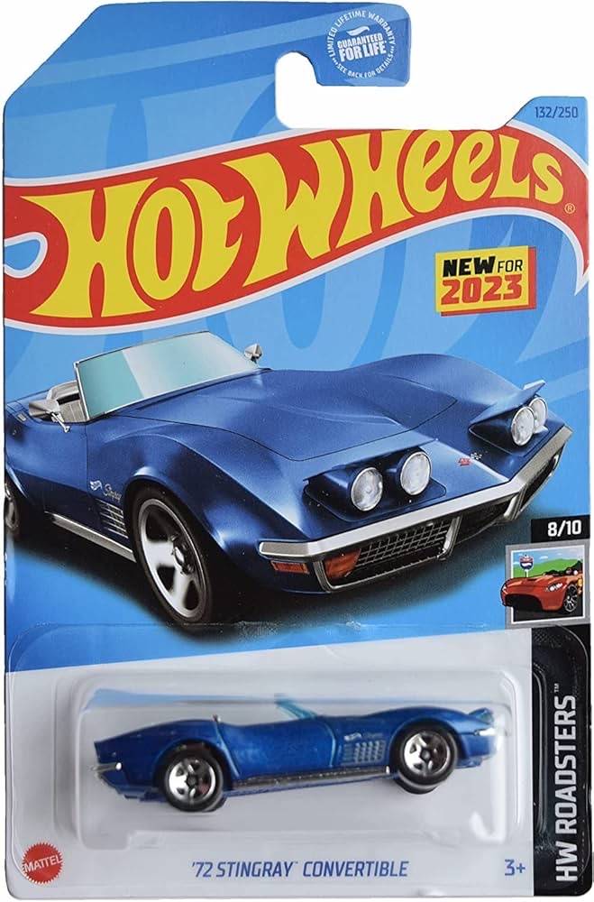Hot Wheels '72 Stingray Convertible blue HW Roadsters 1:64 die-cast on card