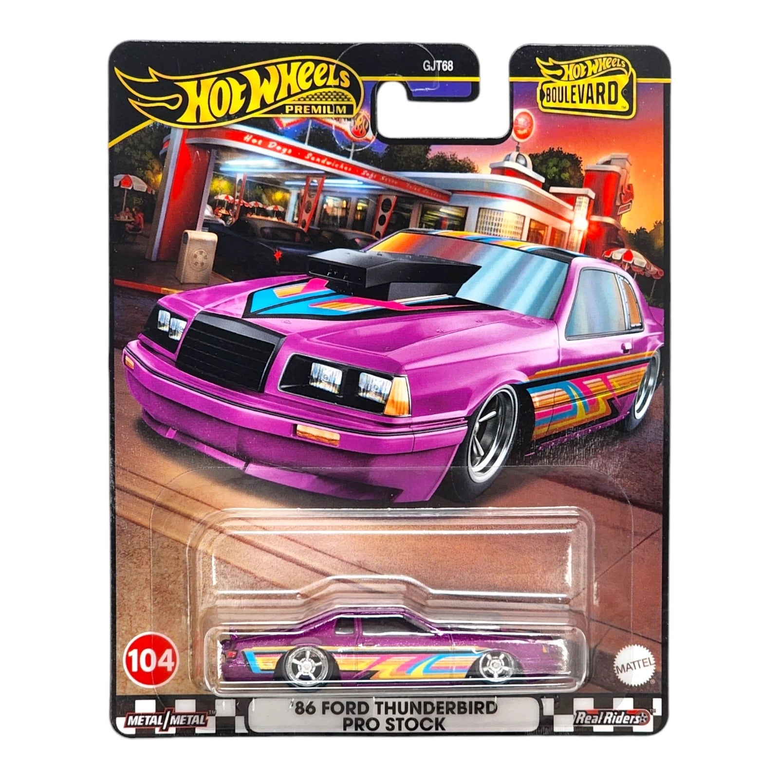 Hot Wheels Premium Boulevard '86 Ford Thunderbird Pro Stock purple 1:64 die-cast on card