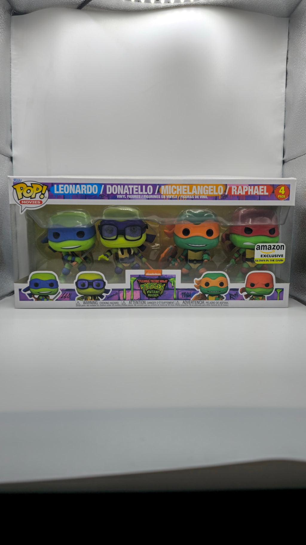 Funko Pop! Movies: Teenage Mutant Ninja Turtles Mutant Mayhem - Leonardo / Donatello / Michelangelo / Raphael 4-Pack (Glow in the Dark) (Amazon Exclusive)