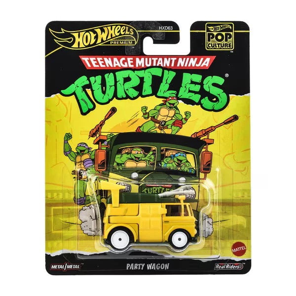 Hot Wheels Premium Pop Culture TMNT Party Wagon yellow green 1:64 die-cast on card